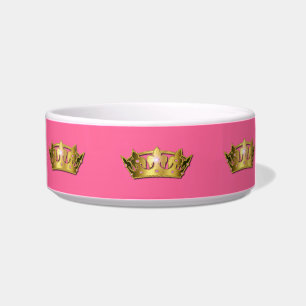 Roze en gouden prinses Crown Pet Dish Voerbakje