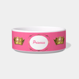 Roze en gouden prinses Crown Pet Dish Voerbakje