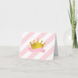 Roze en Gouden Prinses Dank U Bedankkaart