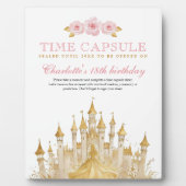 Roze en Gouden Prinses Eerste Verjaardag Time Caps Fotoplaat (Voorkant)