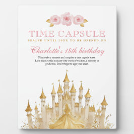 Roze en Gouden Prinses Eerste Verjaardag Time Caps Fotoplaat