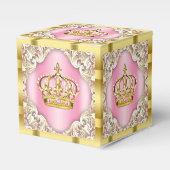 Roze en Gouden Prinses Kroon Bedankdoosjes (Voorkant Zijde)