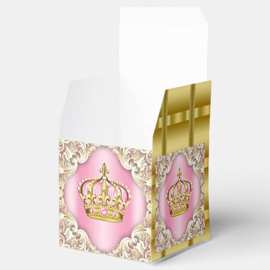 Roze en Gouden Prinses Kroon Bedankdoosjes (Geopend)