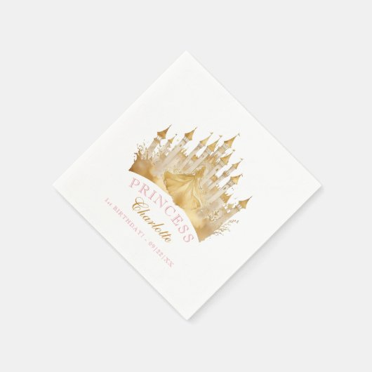 Roze en Gouden Prinses Kroonfeest Koninklijke Verj Servet (Hoek)