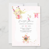 Roze en Gouden Prinses Meisje 2e Verjaardagsfeestj Magnetische Uitnodiging (Voorkant)