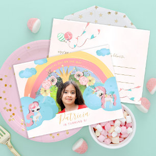 Roze en gouden prinses meisjes verjaardag FOTO fee Briefkaart