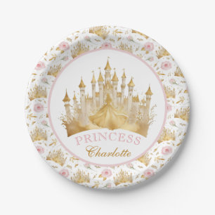 Roze en Gouden Prinses Party Papieren Borden Bordje