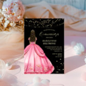 Roze en Gouden Prinses Quinceañera Kaart