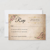 Roze en Gouden Prinses Schoen Elegante Bruiloft RSVP Kaartje (Voorkant)
