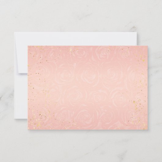 Roze en Gouden Prinses Schoen Elegante Bruiloft RSVP Kaartje (Achterkant)