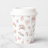 Roze en Gouden Prinses Sprookje Verjaardagsfeest Papieren Bekers (Achterkant)