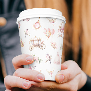 Roze en Gouden Prinses Sprookje Verjaardagsfeest Papieren Bekers