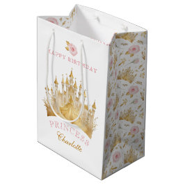 Roze en Gouden Prinses Verjaardag Party Gift Bag Medium Cadeauzakje