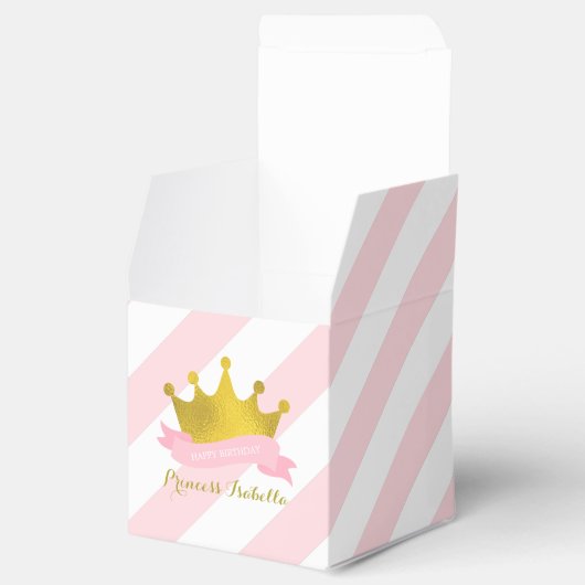 Roze en Gouden Prinses Verjaardagsfeest Bedankdoosjes (Geopend)