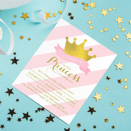 Roze en Gouden Prinses Verjaardagsfeest Kaart