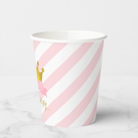 Roze en Gouden Prinses Verjaardagsfeestje Papier C Papieren Bekers (Links)