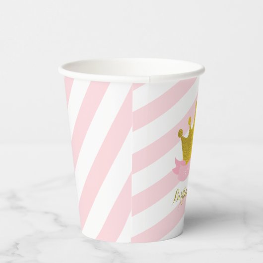 Roze en Gouden Prinses Verjaardagsfeestje Papier C Papieren Bekers (Rechts)
