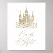 Roze en gouden prinses verjaardagskaarten en gesch poster (Voorkant)