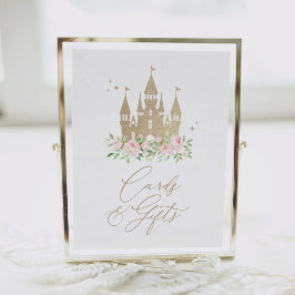 Roze en gouden prinses verjaardagskaarten en gesch poster