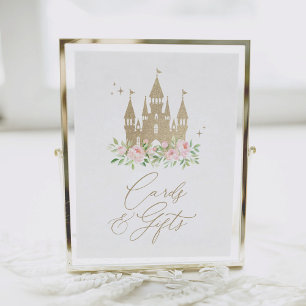 Roze en gouden prinses verjaardagskaarten en gesch poster