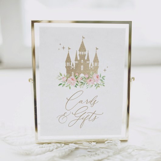 Roze en gouden prinses verjaardagskaarten en gesch poster