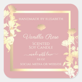 Roze en Gouden Product Verpakking Etiketten Bloeme