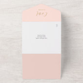 Roze en gouden QR-code minimalistische trouw All In One Uitnodiging (Buitenkant)