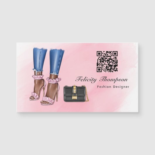 Roze en gouden QR-code voor modeontwerper (Voorkant)