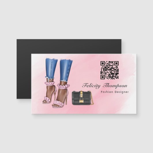 Roze en gouden QR-code voor modeontwerper (Voorkant / Achterkant)