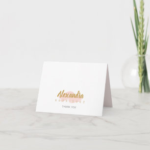 Roze en Gouden Quinceanera Bedankkaart