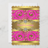 Roze en gouden Quinceanera Kaart (Voorkant)