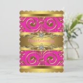 Roze en gouden Quinceanera Kaart (Staand voorkant)