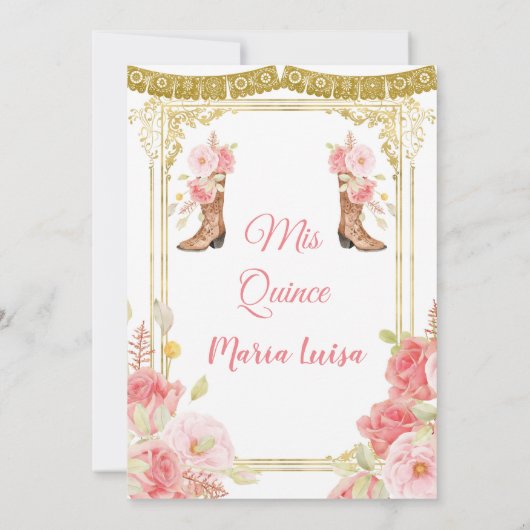 Roze en gouden Quinceanera Mexicaanse Miss Quince  Kaart (Achterkant)