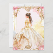 Roze en gouden Quinceañera uitnodiging (Achterkant)