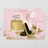 Roze en gouden Quinceanera verjaardagsfeestje Kaart (Voorkant / Achterkant)