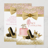 Roze en gouden Quinceanera verjaardagsfeestje Kaart (Voorkant / Achterkant)