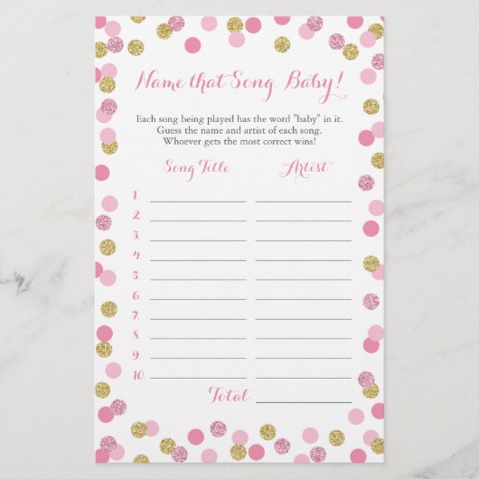 Roze en gouden raad het Baby Song Baby shower Game (Voorkant)