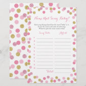 Roze en gouden raad het Baby Song Baby shower Game (Voorkant / Achterkant)