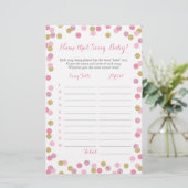 Roze en gouden raad het Baby Song Baby shower Game (Staand voorkant)