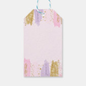 Roze en gouden regenboog 1e verjaardag gunst cadeaulabel (Achterkant)