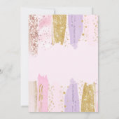 Roze en gouden regenboog 1e verjaardagsfeestje kaart (Achterkant)