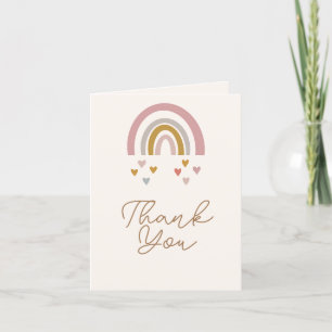 Roze en Gouden Regenboog Minimalistisch Baby showe Bedankkaart