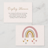 Roze en Gouden Regenboog Minimalistisch Baby showe Informatiekaartje (Voorkant / Achterkant)