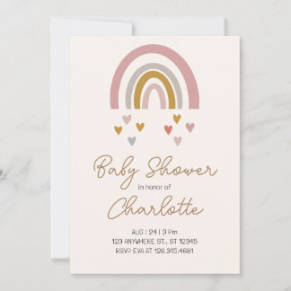 Roze en Gouden Regenboog Minimalistisch Baby showe Kaart