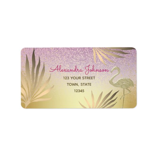 Roze En Gouden Retouradres Etiket (Voorkant)