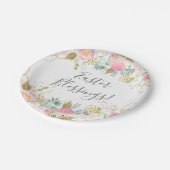 Roze en gouden roosters papieren bordje (Gekanteld)