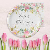 Roze en gouden roosters papieren bordje