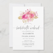 Roze en gouden Rozen Bachelorette Weekend Itinerar Kaart (Voorkant)