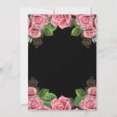 Roze en Gouden Rozen Bloemen Huwelijk Kaart (Achterkant)