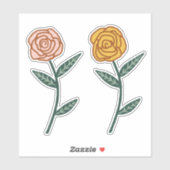 Roze en gouden Rozen Set van Sticker (Vel)